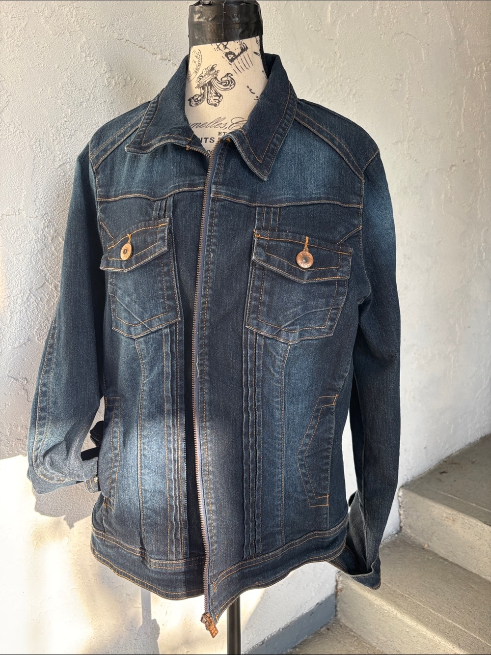 Outback Red Men's Dark Blue Denim Jacket with Zip